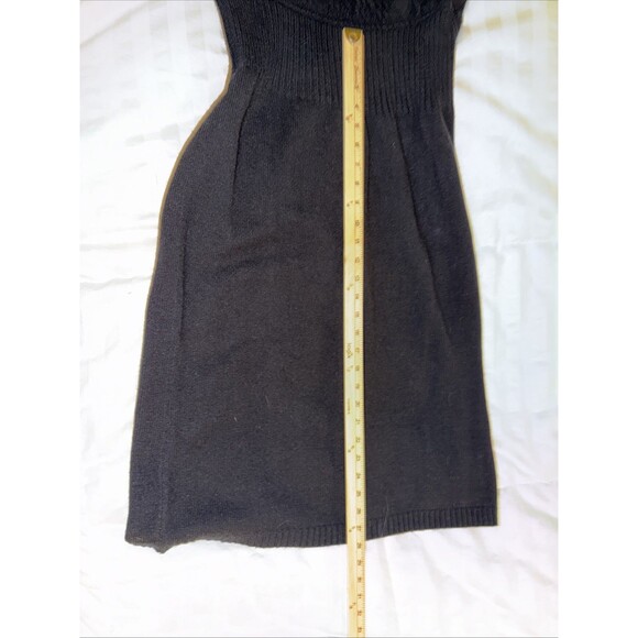 Vintage Plain Jane Sweater Dress Black Gold Buttons Cable Knit 80s 90s Classic M - Picture 11 of 14